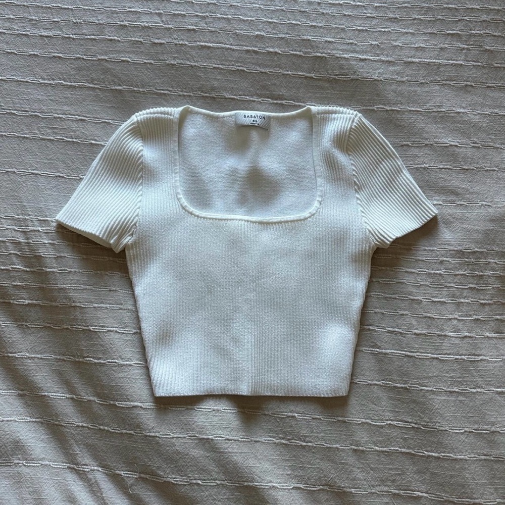Aritzia White Square-Neck Top